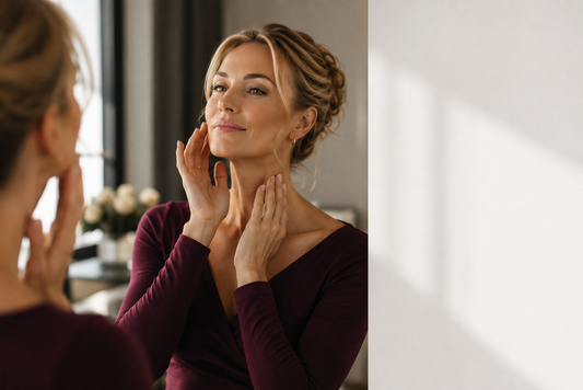 Frau vor dem Spiegel – sanftes Anti-Aging von FRAUSCHMITZ Beauty