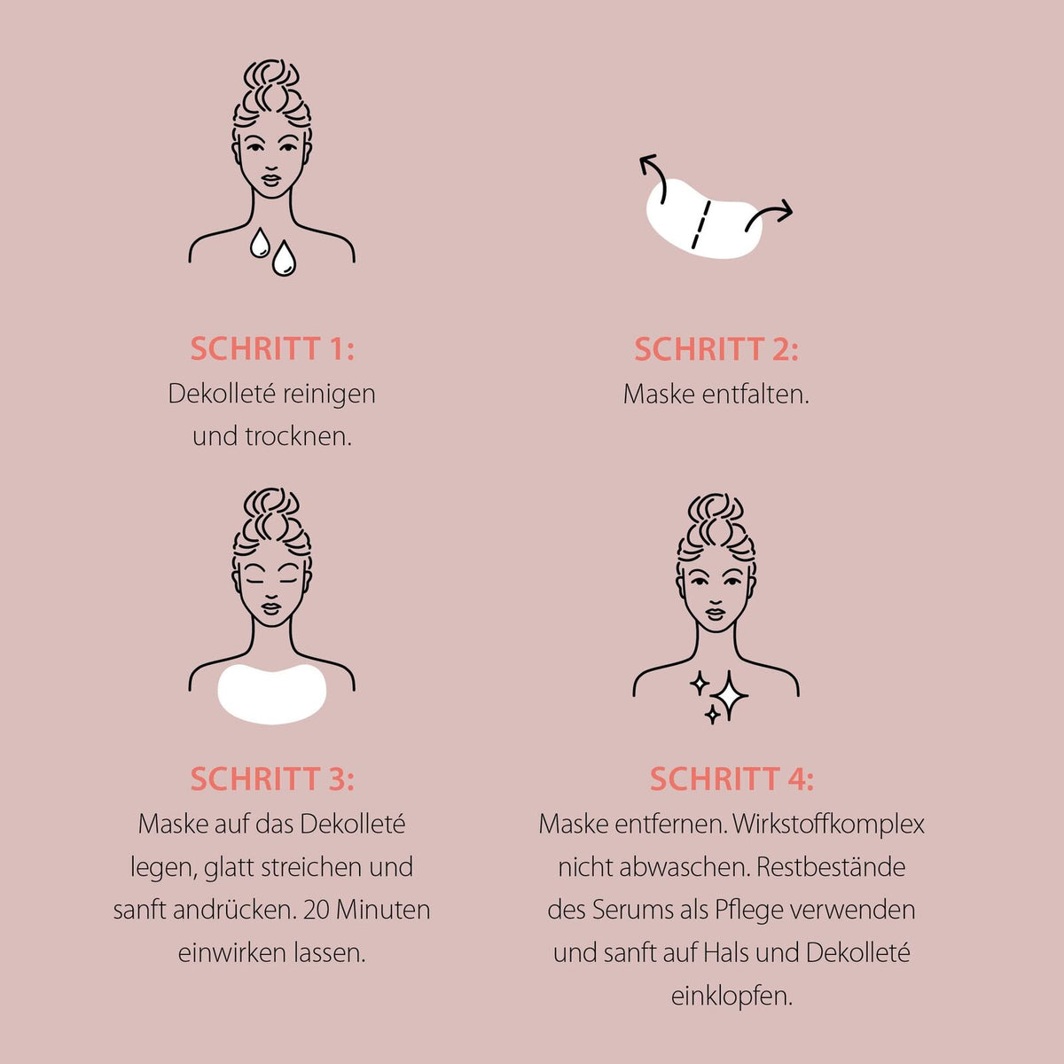 FRAUSCHMITZ Beauty Dekolleté Tuchmaske 3er Set Anwendung