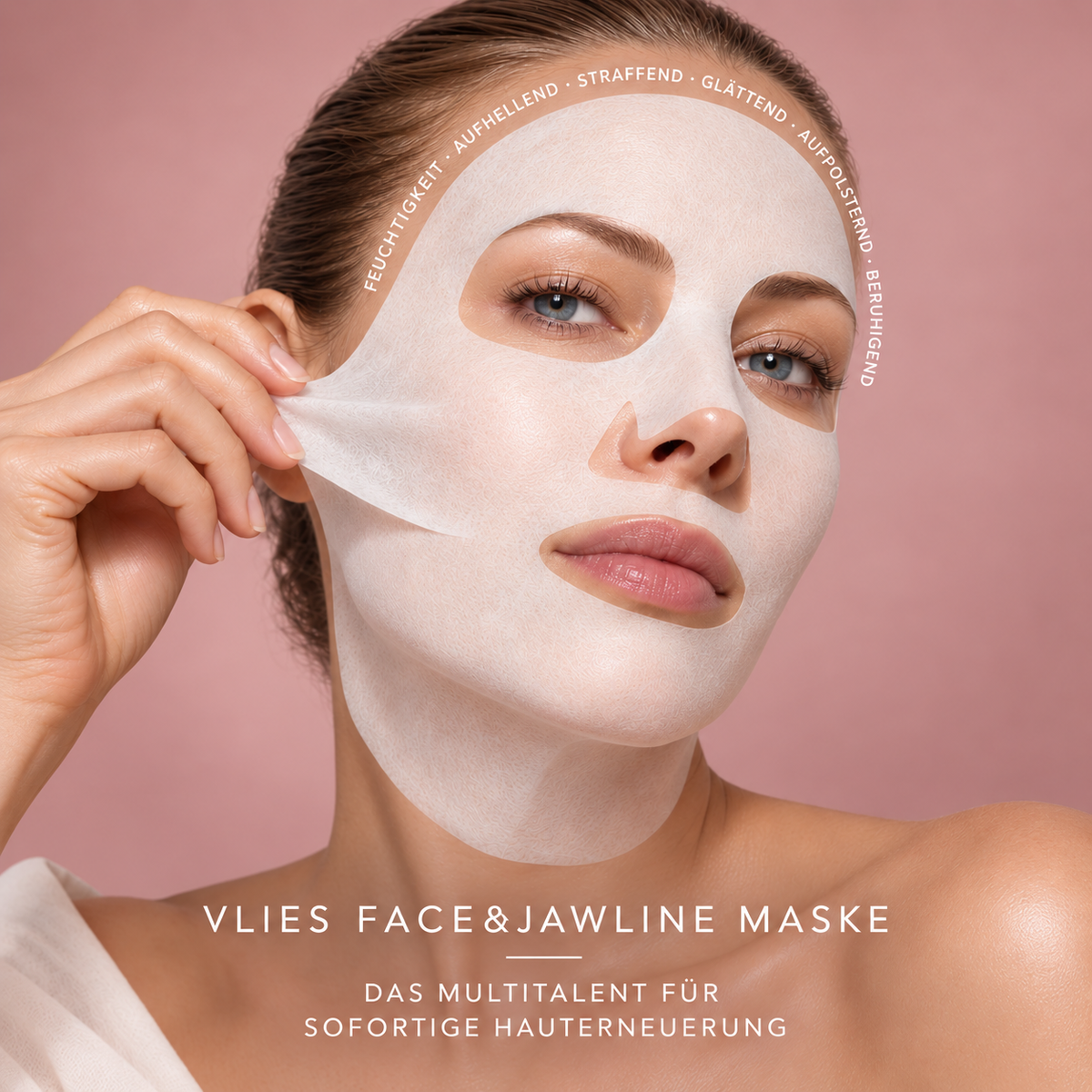 FRAUSCHMITZ Beauty Glow Up Face & Jawline Tuchmaske 3er-Set – Produktansicht mit Hyaluron