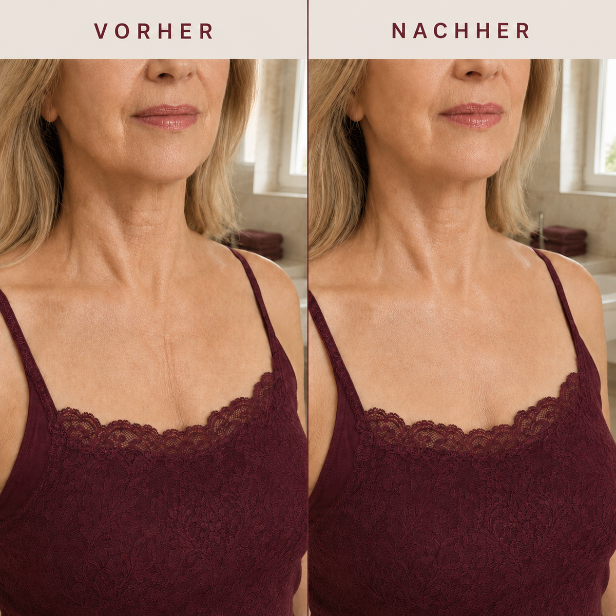 FRAUSCHMITZ Beauty Dekolleté Maske – Vorher-Nachher Ergebnis